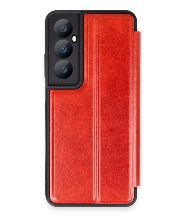 Newface Realme C65 Kılıf Flip Cover - Kırmızı
