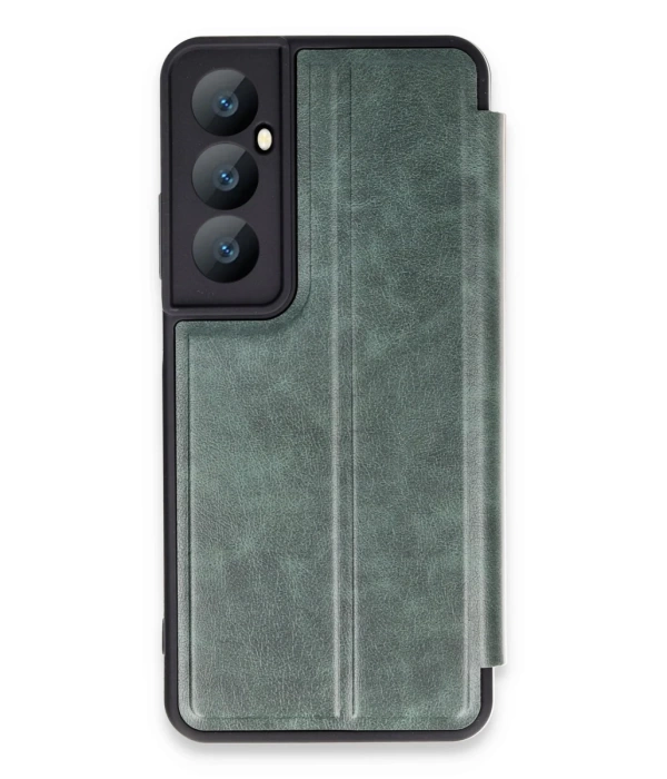 Newface Realme C65 Kılıf Flip Cover - Koyu Yeşil