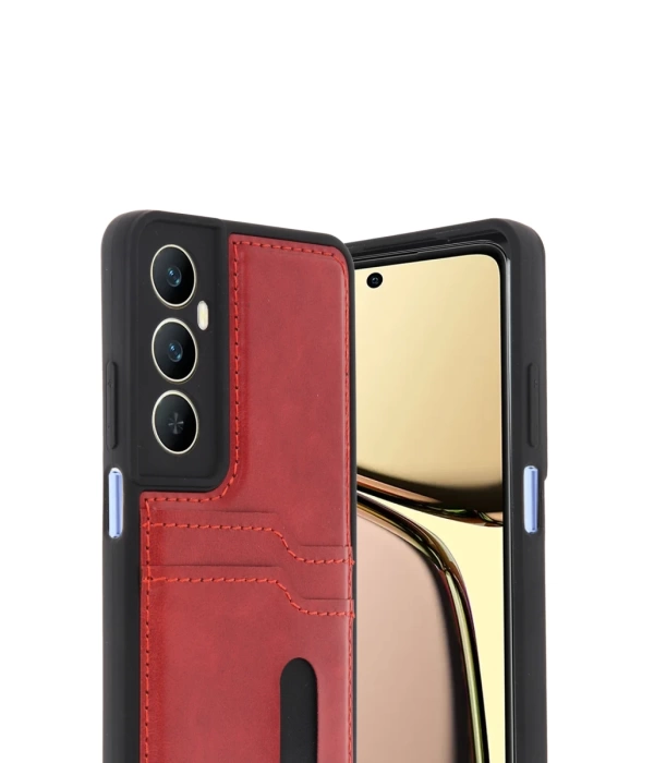 Newface Realme C65 Sara Kartvizitli Deri Kılıf