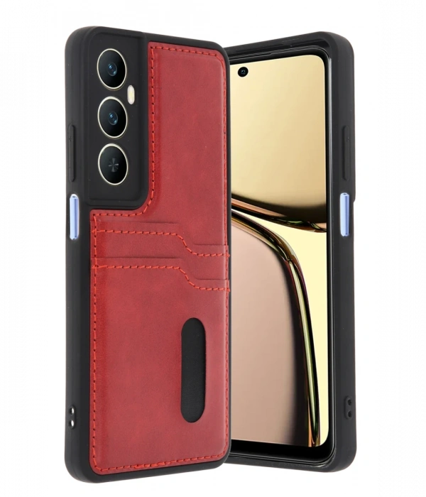 Realme C65 Sara Kartvizitli Deri Kılıf