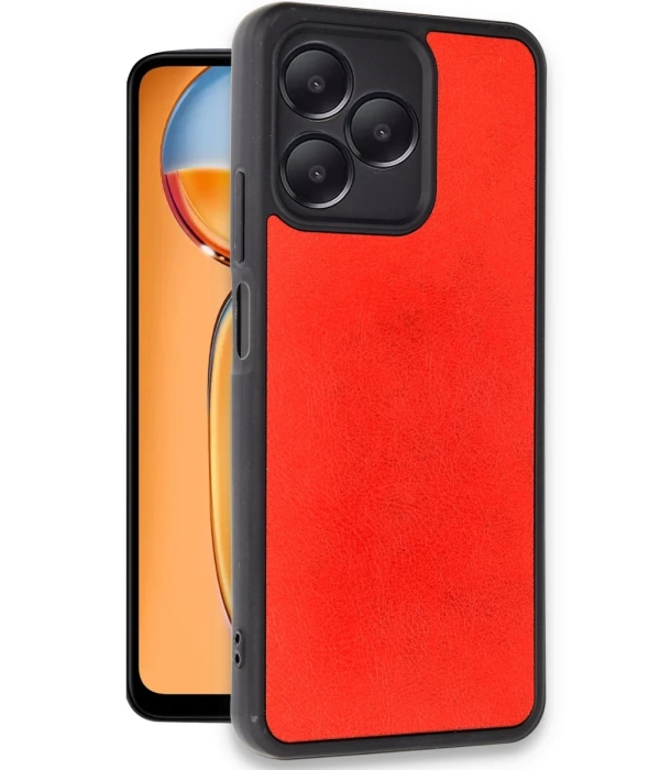 Newface Realme Note 50 4G Kılıf Aras Deri Kapak - Kırmızı