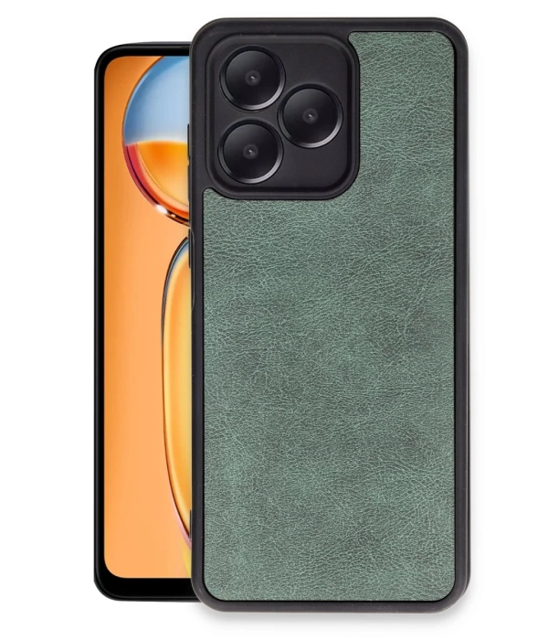 Newface Realme Note 50 4G Kılıf Aras Deri Kapak - Koyu Yeşil