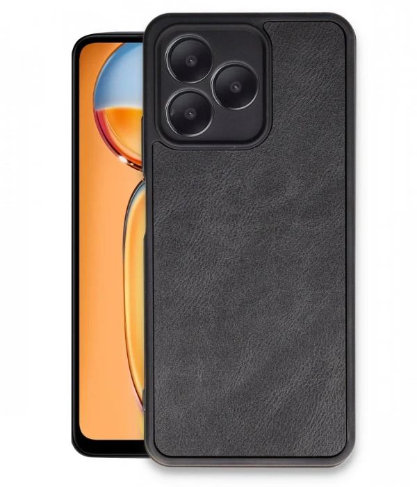Newface Realme Note 50 4G Kılıf Aras Deri Kapak - Siyah