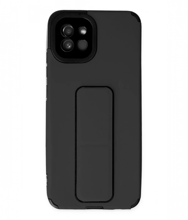 Newface Samsung Galaxy A03 Kılıf Mega Standlı Silikon - Siyah