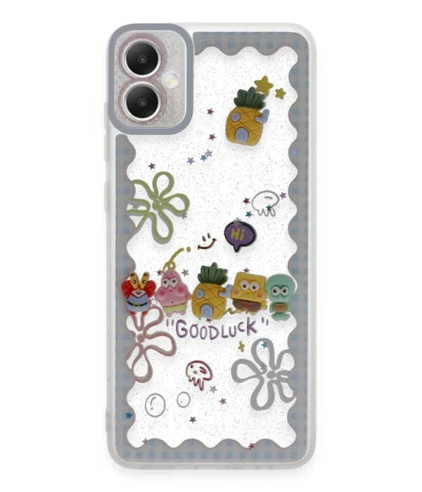 Newface Samsung Galaxy A05 Kılıf Sweet Desenli Silikon Kapak - Açık Mavi