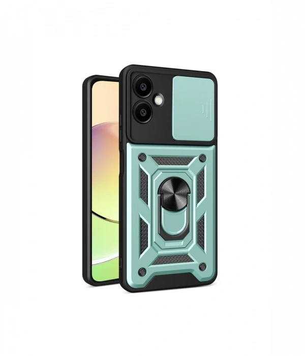 Newface Samsung Galaxy A06 Kılıf Pars Lens Yüzüklü Silikon - Yeşil