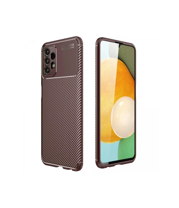 Newface Samsung Galaxy A13 4G Kılıf Auto Focus Karbon Kapak - Kahverengi