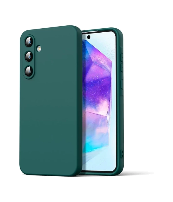 Newface Samsung Galaxy A16 5G Kılıf Nano içi Kadife Silikon - Koyu Yeşil