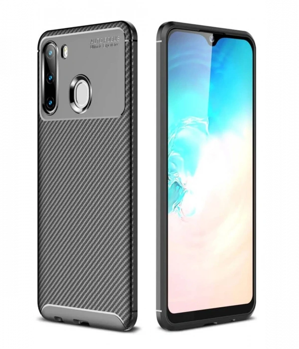 Newface Samsung Galaxy A21 Kılıf Auto Focus Karbon Kapak