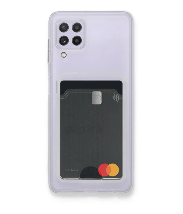 Newface Samsung Galaxy A22 Kılıf Kart Şeffaf Silikon - Şeffaf