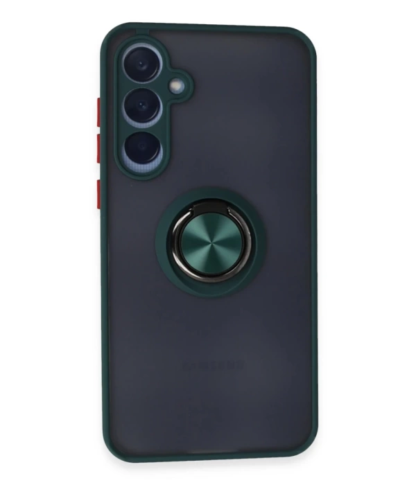 Newface Samsung Galaxy A25 5G Kılıf Montreal Yüzüklü Silikon Kapak - Yeşil