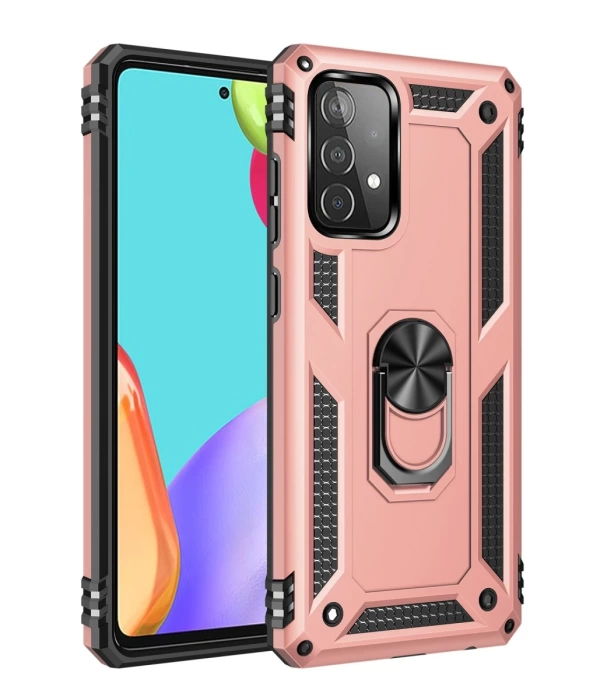 Newface Samsung Galaxy A32 Kılıf Sofya Yüzüklü Silikon Kapak - Rose