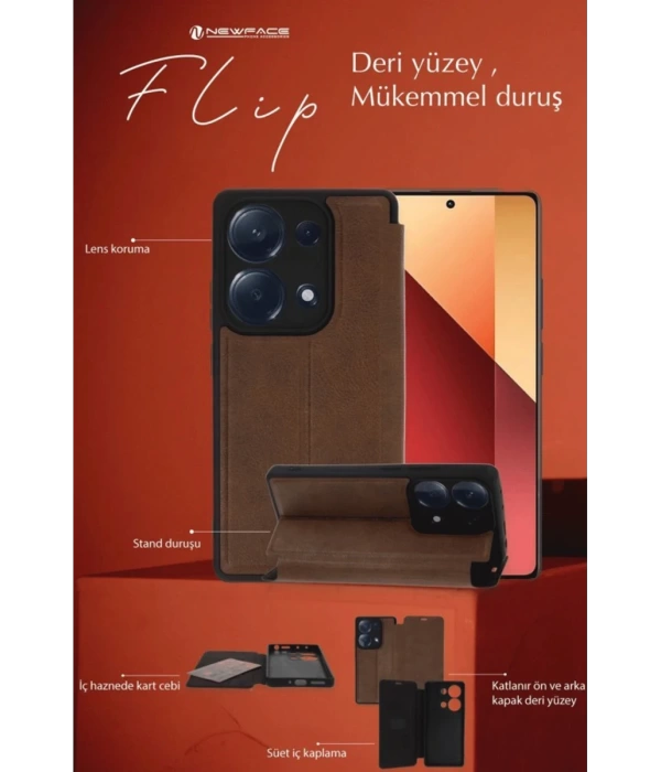 Newface Samsung Galaxy A35 5G Kılıf Flip Cover - Taba