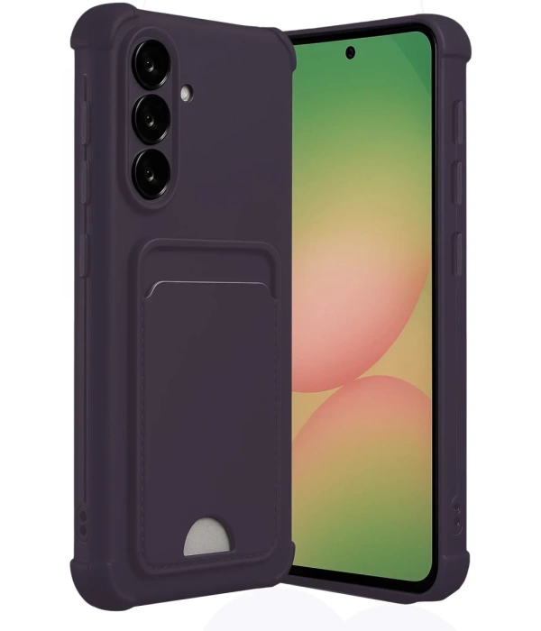 Newface Samsung Galaxy A55 5G Kılıf Kelvin Kartvizitli Silikon - Derin Mor