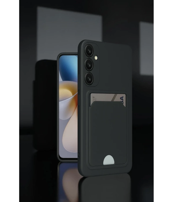 Newface Samsung Galaxy A55 5G Kılıf Kelvin Kartvizitli Silikon - Siyah