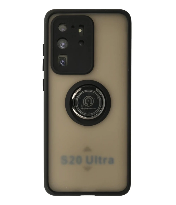 Newface Samsung Galaxy S20 Ultra Kılıf Montreal Yüzüklü Silikon Kapak