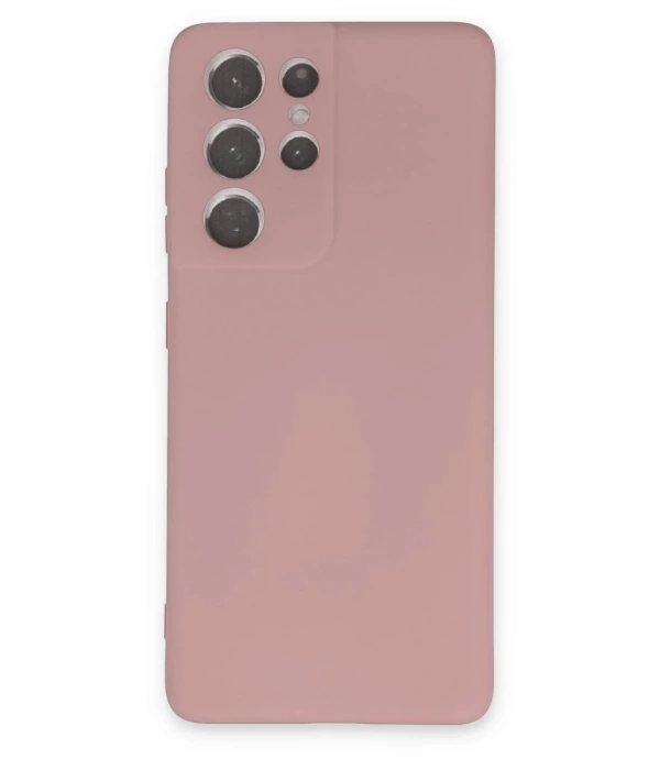 Newface Samsung Galaxy S21 Ultra Kılıf Nano içi Kadife Silikon - Pudra