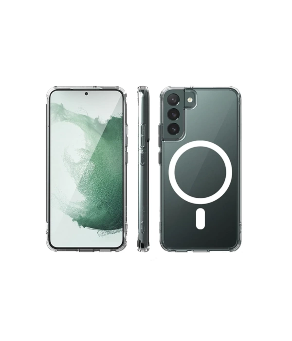 Newface Samsung Galaxy S22 Plus Kılıf Magneticsafe Şeffaf Silikon - Şeffaf