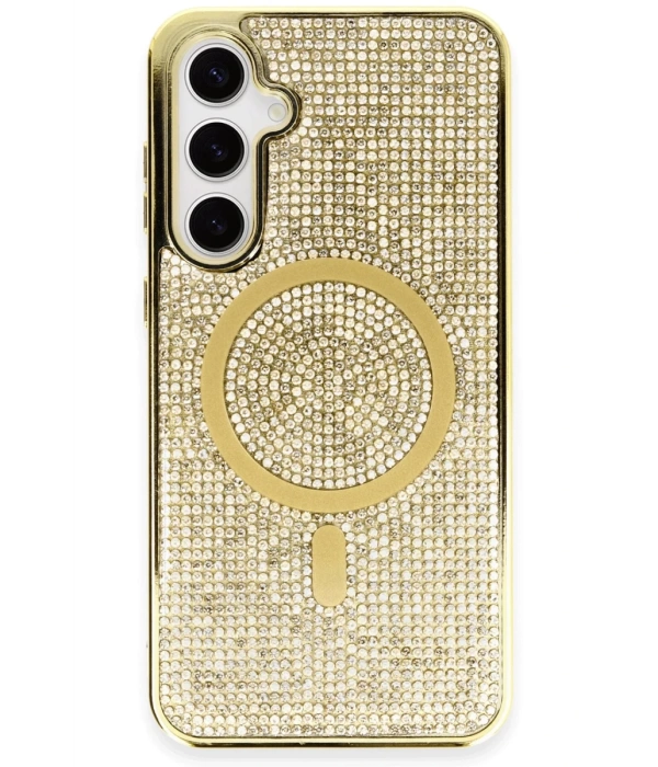 Newface Samsung Galaxy S23 Kılıf Diamond Magsafe Kapak - Gold