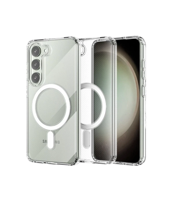 Newface Samsung Galaxy S23 Kılıf Magneticsafe Şeffaf Silikon - Şeffaf