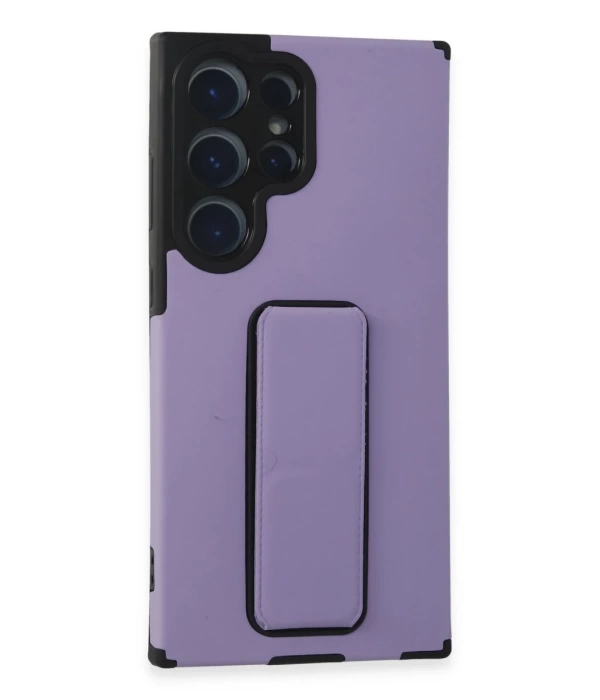 Newface Samsung Galaxy S23 Ultra Kılıf Mega Standlı Silikon - Lila