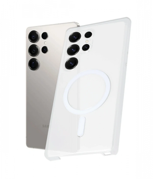 Newface Samsung Galaxy S23 Ultra Kılıf PC Zara Magsafe Şeffaf Kılıf - Şeffaf