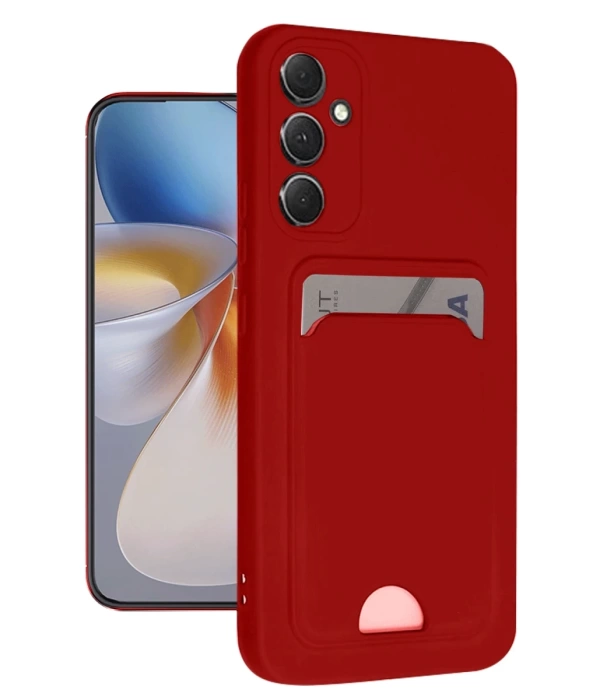 Newface Samsung Galaxy S24 FE Kılıf Kelvin Kartvizitli Silikon - Kırmızı