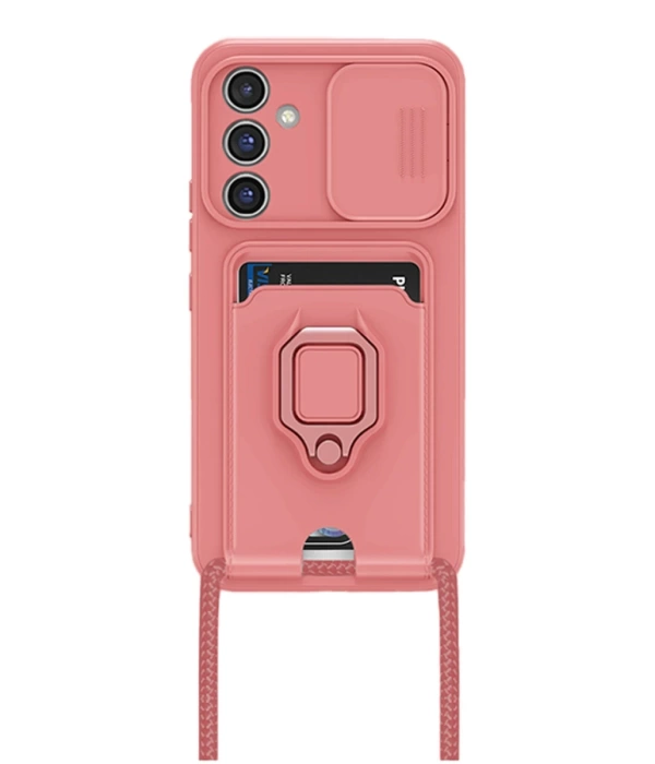 Newface Samsung Galaxy S24 FE Kılıf Zuma Kartvizitli Yüzüklü Silikon - Pembe