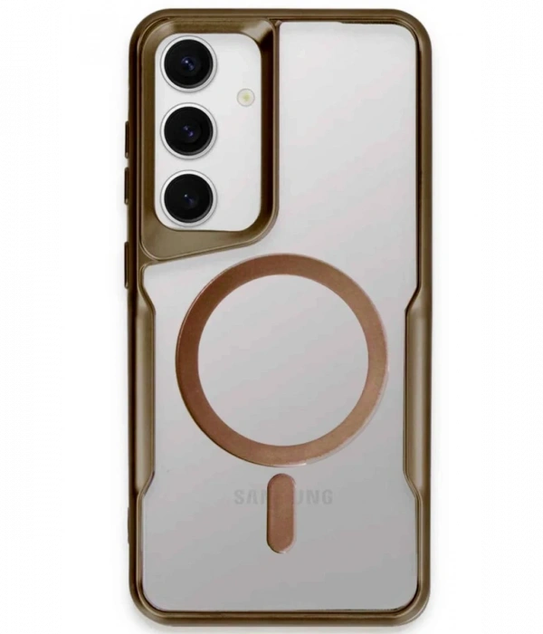 Newface Samsung Galaxy S24 Kılıf Boyi Magsafe Silikon Kapak - Kahverengi