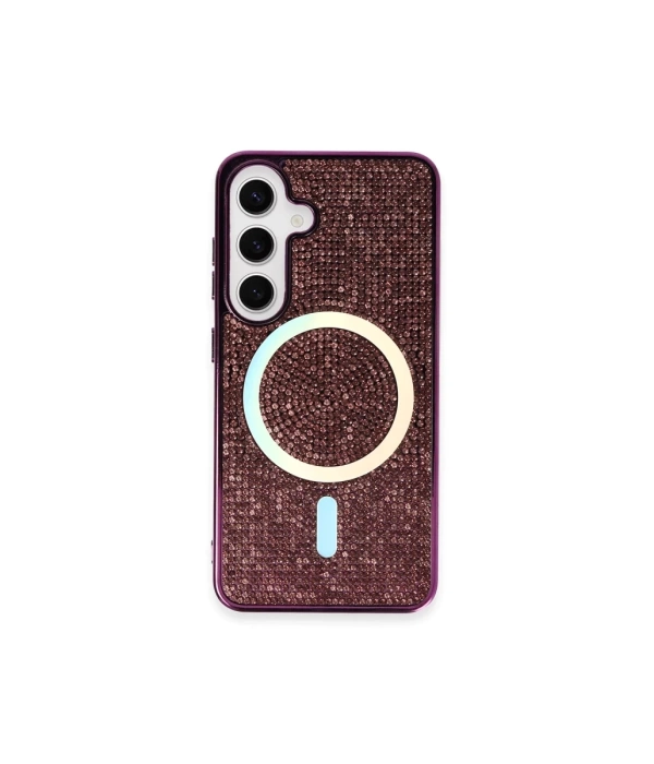 Newface Samsung Galaxy S24 Kılıf Diamond Magsafe Kapak - Derin Mor