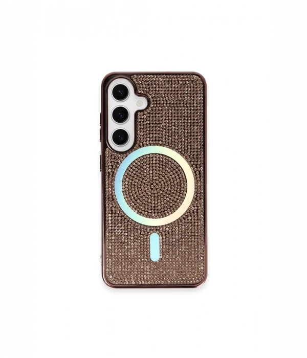 Newface Samsung Galaxy S24 Kılıf Diamond Magsafe Kapak - Pembe