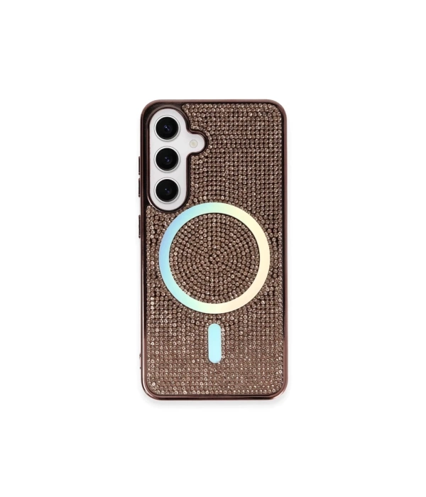 Newface Samsung Galaxy S24 Kılıf Diamond Magsafe Kapak - Pembe