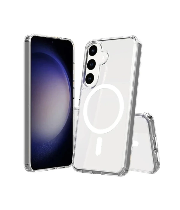 Newface Samsung Galaxy S24 Kılıf Magneticsafe Şeffaf Silikon - Şeffaf
