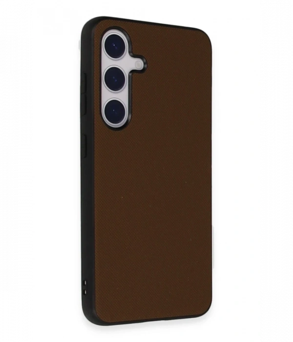 Newface Samsung Galaxy S24 Kılıf Taft Kapak - Kahverengi