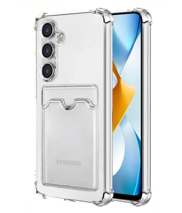 Newface Samsung Galaxy S24 Plus Kılıf Kart Şeffaf Silikon - Şeffaf