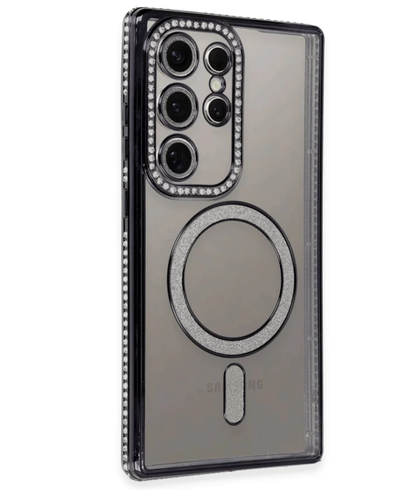 Newface Samsung Galaxy S24 Ultra Kılıf Joke Simli Magneticsafe Kılıf - Siyah