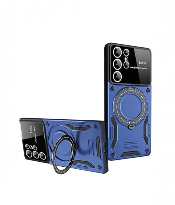 Newface Samsung Galaxy S24 Ultra Kılıf Joy Lens Standlı Kapak - Lacivert