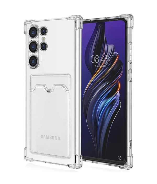 Newface Samsung Galaxy S24 Ultra Kılıf Kart Şeffaf Silikon - Şeffaf