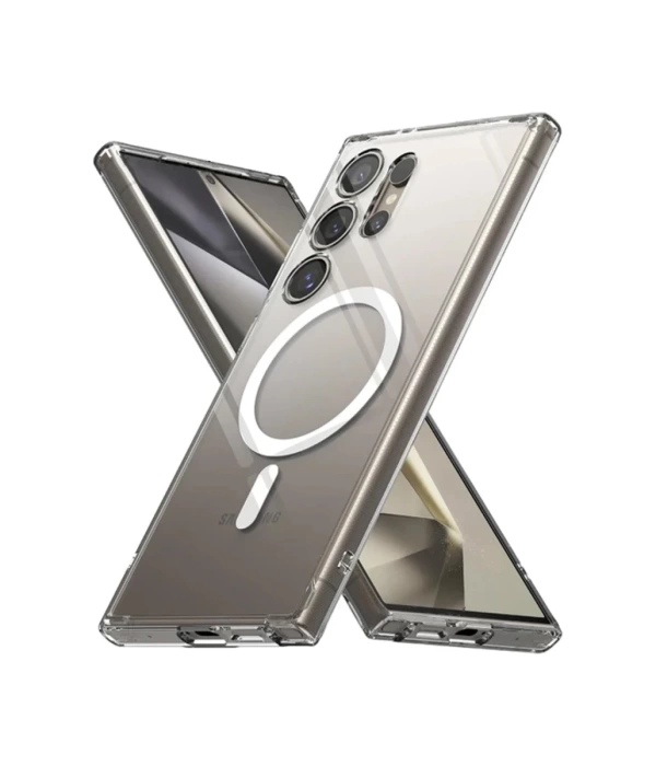 Newface Samsung Galaxy S24 Ultra Kılıf Magneticsafe Şeffaf Silikon - Şeffaf