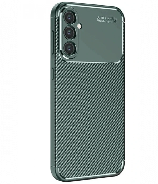 Newface Samsung Galaxy S25 Kılıf Auto Focus Karbon Kapak - Koyu Yeşil