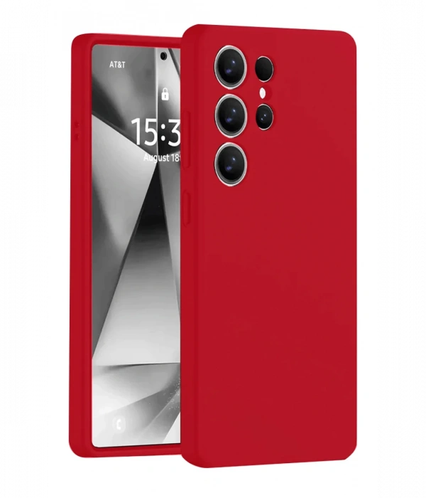Newface Samsung Galaxy S25 Ultra Kılıf Nano içi Kadife Silikon - Kırmızı