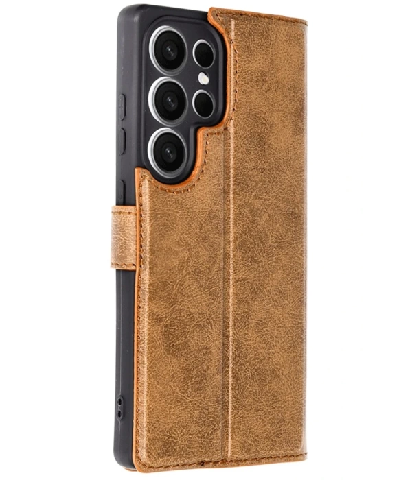 Newface Samsung Galaxy S25 Ultra Kılıf Trend S Plus Kapaklı Kılıf - Taba