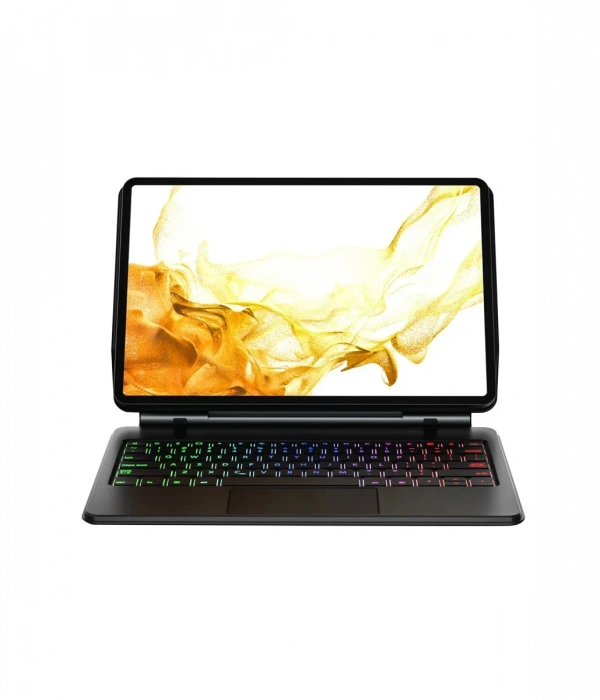 Newface Samsung Galaxy T870 Tab S7 11 Kılıf Eternal Ledli Klavyeli Tablet Kılıfı - Siyah