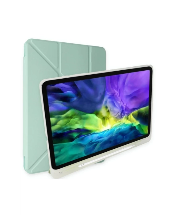 Newface Samsung Galaxy Tab A9 Plus Kılıf Kalemlikli Mars Tablet Kılıfı - Açık Yeşil
