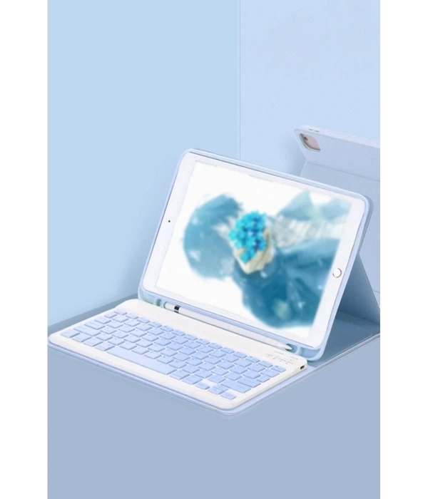Newface Samsung Galaxy X200 Tab A8 10.5 Kılıf KC01 Smart Klavyeli Tablet Kılıfı - Mavi