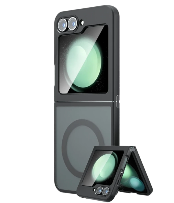 Newface Samsung Galaxy Z Flip 5 Kılıf Blur Fold Magsafe Kapak - Mat Siyah