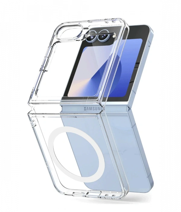 Newface Samsung Galaxy Z Flip 7 Kılıf Magneticsafe Şeffaf Silikon - Şeffaf