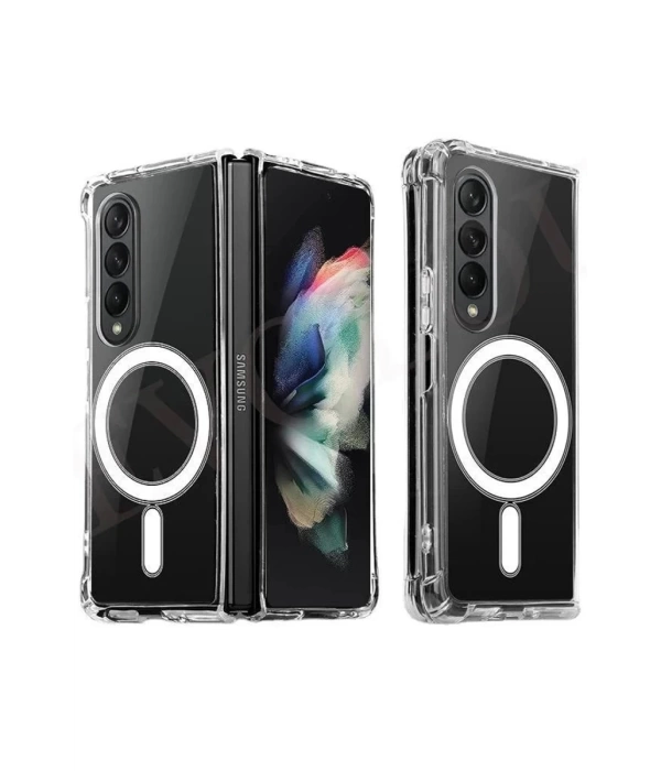 Newface Samsung Galaxy Z Fold 4 Kılıf Magneticsafe Şeffaf Silikon - Şeffaf