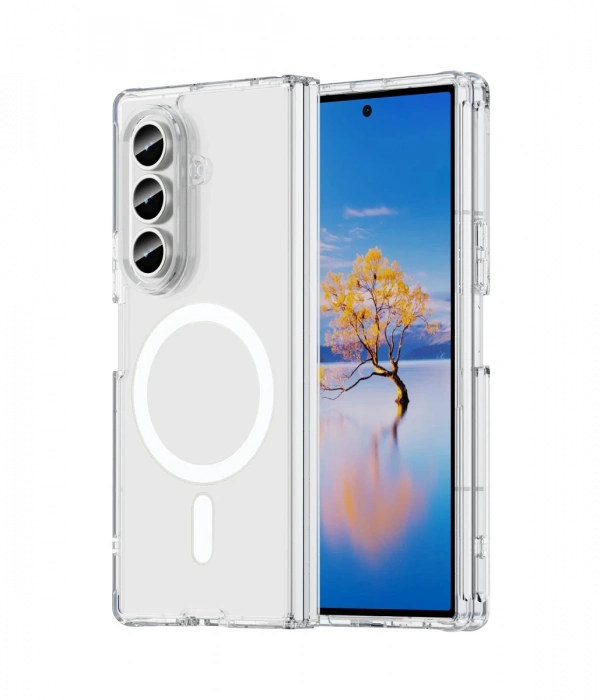 Newface Samsung Galaxy Z Fold 7 Kılıf Magneticsafe Şeffaf Silikon - Şeffaf