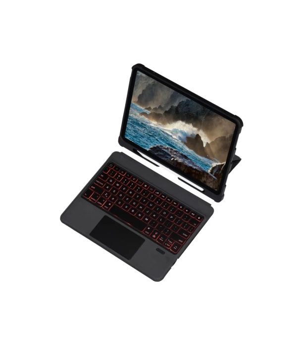 Newface T5209D iPad Pro 12.9 (2021) Kılıf İnter Ledli Klavyeli Tablet Kılıfı - Siyah